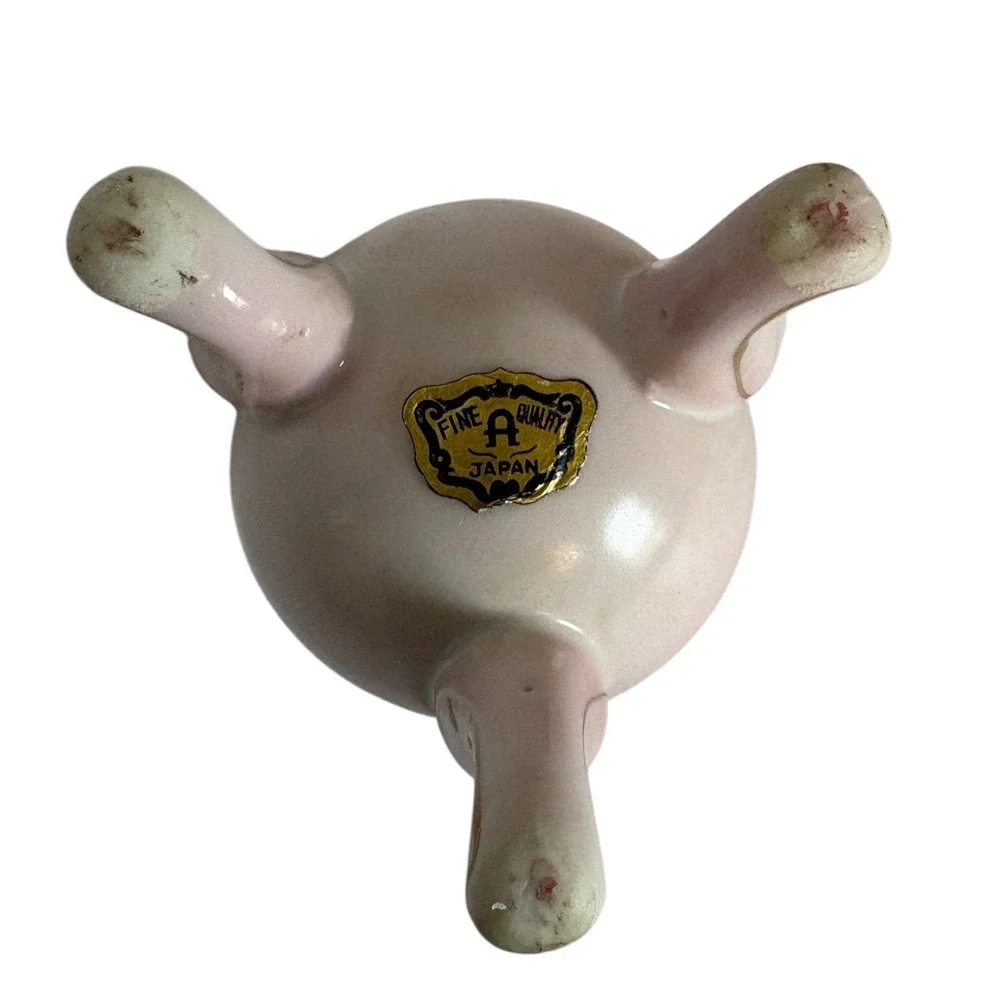 Vintage Fine Quality Japan Porcelain Floral‎ Egg Vase Pink Rose Gold Gilt Tripod